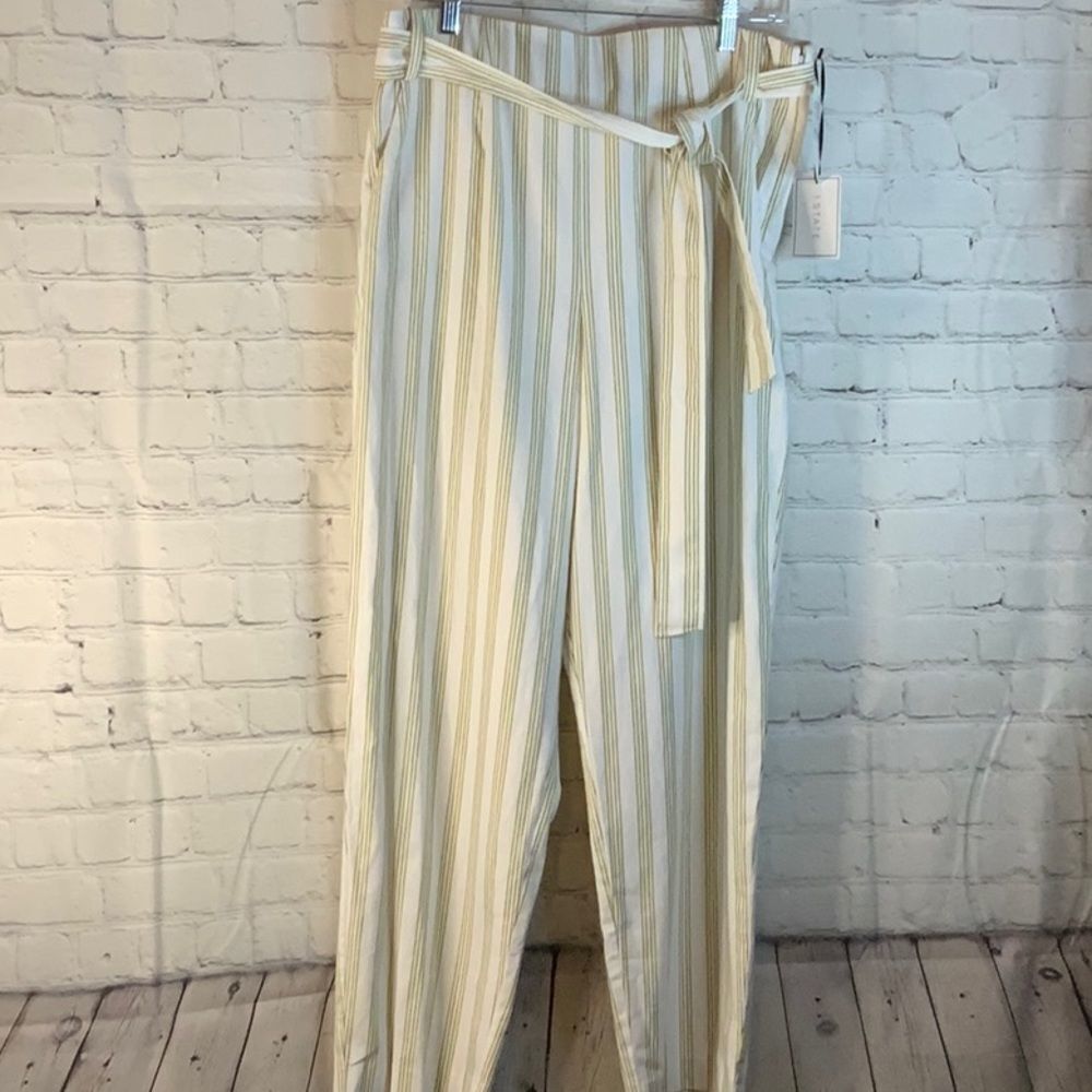 1. State White Pants with yellow and black stripes, size 14, with tie belt
